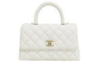 CHANEL Coco Handle Cow Leather Handbag, Shoulder Bag, Crossbody Bag Small Size Women's White