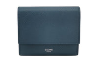 CELINE Grained Calfskin Wallet Small Size Women's Dark Blue