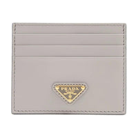 PRADA Leather Card Holder Women's Gray