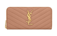 SAINT LAURENT CASSANDRE Cow Leather Wallet Regular Women's Vintage Peach