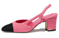 CHANEL Chunky Heel High Heels 6.5cm Women's Pink