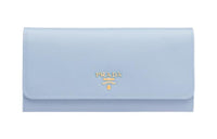 PRADA Leather Wallet Women's Light Blue