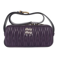 MIU MIU Matelassé Leather Shoulder Bag Women's Violet