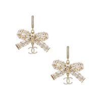 CHANEL Pearl Synthetic Cubic Zirconia Earrings Women's