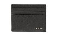 PRADA Cow Leather Card Holder Men's Black