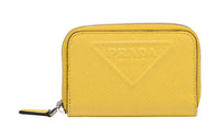 PRADA Saffiano Leather Coin Purse Men's Yellow