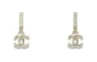 CHANEL Rhinestone Earrings Women's Silver