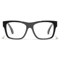 CHANEL Metal Resin Rectangular Eyeglass Frames Unisex Black