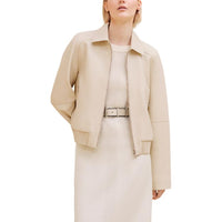 HERMES SS24 Leather Jacket Women's Light Beige