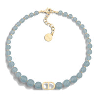 DIOR Resin Metal Necklaces Women's Blue