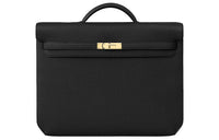 HERMES Kelly Depeches Cow Leather Handbag 36 Men's Black
