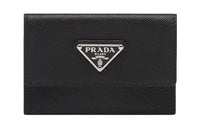 PRADA Saffiano Leather Card Holder Coin Purse Unisex Black