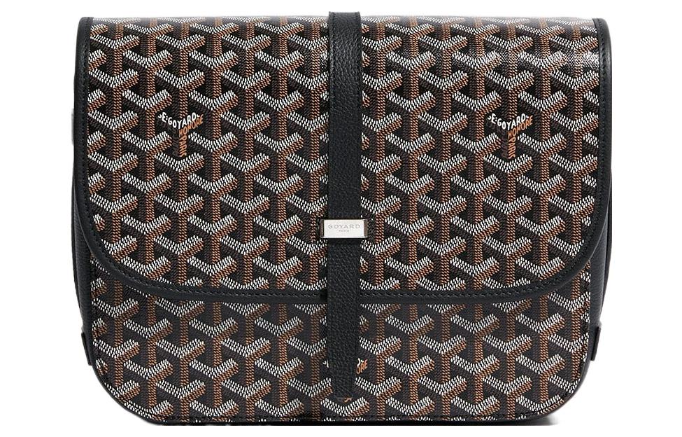 GOYARD Belvédère Canvas With Leather Crossbody Bag, Shoulder Bag Unisex Black