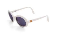 CHANEL Oval Sunglasses Women's White