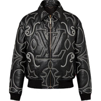 LOUIS VUITTON Embroidered Leather Bomber Jacket