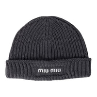 MIU MIU Fabric Beanies Unisex Dark Gray