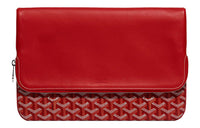 GOYARD Sainte-Marie Canvas With Calfskin Clutch Large Size Unisex Red