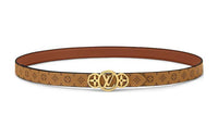 LOUIS VUITTON Logo Identification Leather Belts Women's Brown Width: 2CM