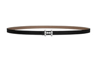 HERMES Calfskin Leather Belts Women's Black Width: 1.3 Cm