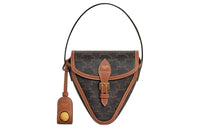 CELINE Cow Leather Handbag Women's Tawny