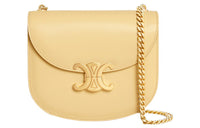 CELINE Triomphe Cow Leather Crossbody Bag Shoulder Bag Women's Yellow
