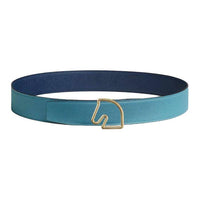 HERMES Calfskin Leather Belts Men's Blue 3.8cm