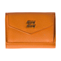 MIU MIU Cow Leather Wallet Small Size Unisex Orange