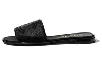 CHANEL Abrasion Resistant Slide Slippers Women's Black
