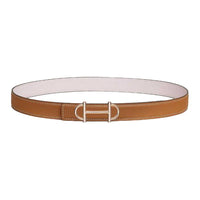 HERMES Metal Leather Belts Women's Gold/Light Purple Width 2.4CM