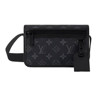 LOUIS VUITTON Bosphore Coated Canvas Cow Leather Patchwork Handheld Crossbody Bag Men's Black