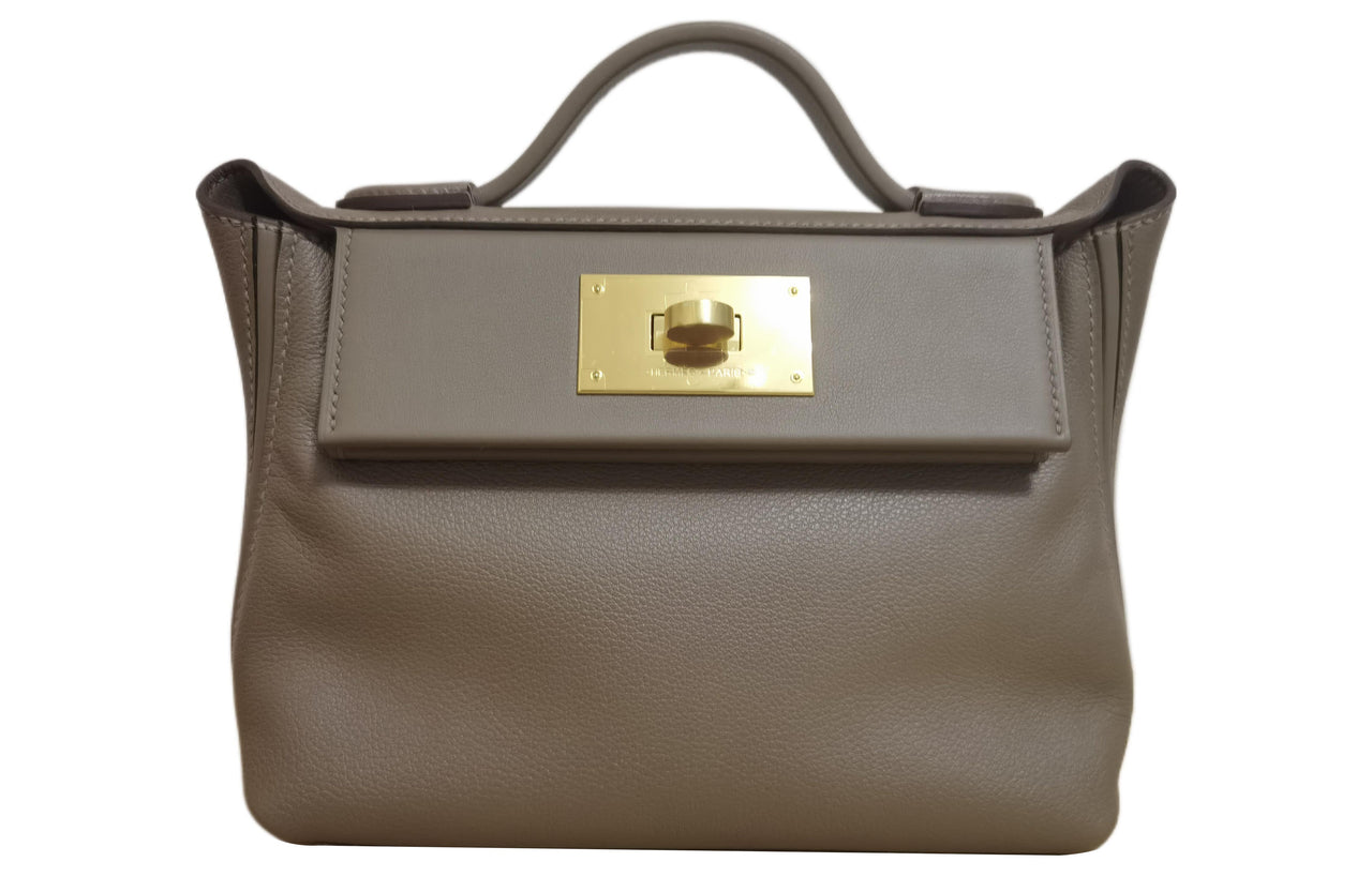HERMES 24/24 Evercolor With Swift Calfskin Portable Crossbody Bag Shoulder Bag Mini Women's Elephant Gray