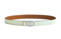 HERMES Maillon Bubble Buckle & Double-Sided Swift And Epsom Calfskin Leather Belts Women's Green/Brown Width: 2.4cm