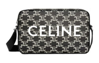 CELINE Triomphe Canvas With Calfskin Shoulder Bag, Crossbody Bag Medium Size Men's Black & White