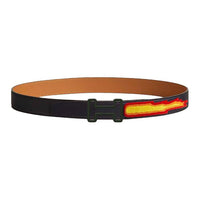 HERMES Calfskin Leather Belts Men's Black Width: 3.2CM