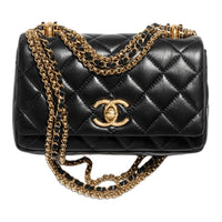 CHANEL Lambskin Flap Bag, Shoulder Bag, Crossbody Bag Mini Women's Black