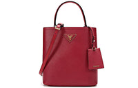 PRADA Panier Cow Leather Handbag Shoulder Bag Women's Red