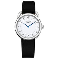 HERMES Wrist Watch Quartz Movement Cowhide Strap 36mm White Dial Women's Watch