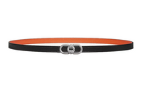 HERMES Iconic Smooth Buckle Leather Belts Women's Black Width: 1.3cm