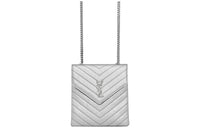 SAINT LAURENT Monogram Calfskin Envelope Bag Crossbody Bag Shoulder Bag Women's Silver