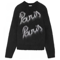 SAINT LAURENT Women's Paris Mohair Knit Sweater Black/Natural