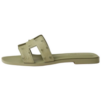 HERMES Oran Slide Slippers Women's Green