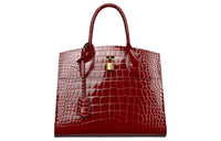 LOUIS VUITTON CITY STEAMER Luminous Crocodile Leather Handbag Medium Size Women's Rogue Red