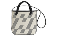 HERMES Cabas Swift Leather With H Canvas Portable Crossbody Bag Shoulder Bag Women's Gray