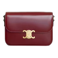 CELINE Triomphe Calfskin Crossbody Bag, Shoulder Bag Women's Light Burgundy Red
