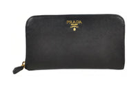 PRADA Calfskin Wallet Men's Black