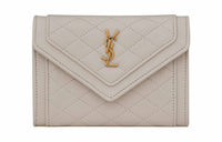 SAINT LAURENT GABY Leather Wallet Women's Vintage White