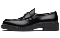 PRADA Chocolate Sharp Brushed Pointed Loafers Black Women's