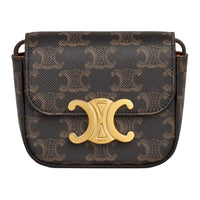 CELINE Triomphe Cow Leather Portable Crossbody Bag Shoulder Bag Mini Women's Tawny