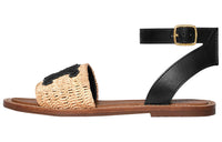 CELINE One Strap Sandals Women's Beige Black