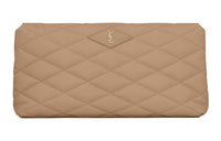 SAINT LAURENT Lambskin Envelope Bag Clutches Large Size Women's Taupe